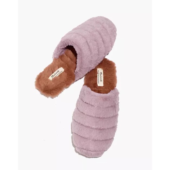 NWT Madewell Colorblock Quilted Scuff Slippers in Recycled Faux Fur - Picture 1 of 7